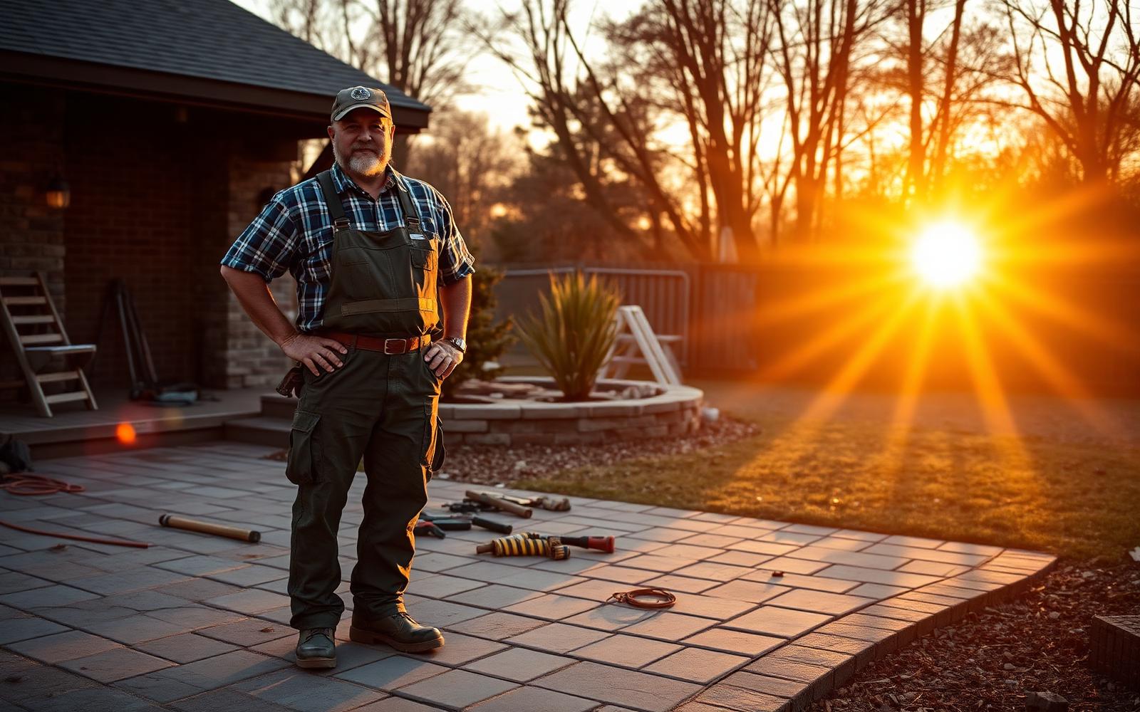 ASP1 Construction owner on a finished paver patio